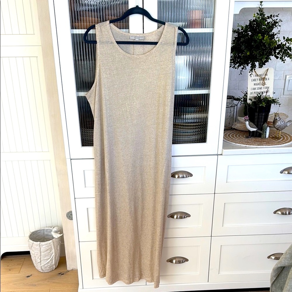 Bryn Walker Gold Sleeveless Sheath Midi Dress